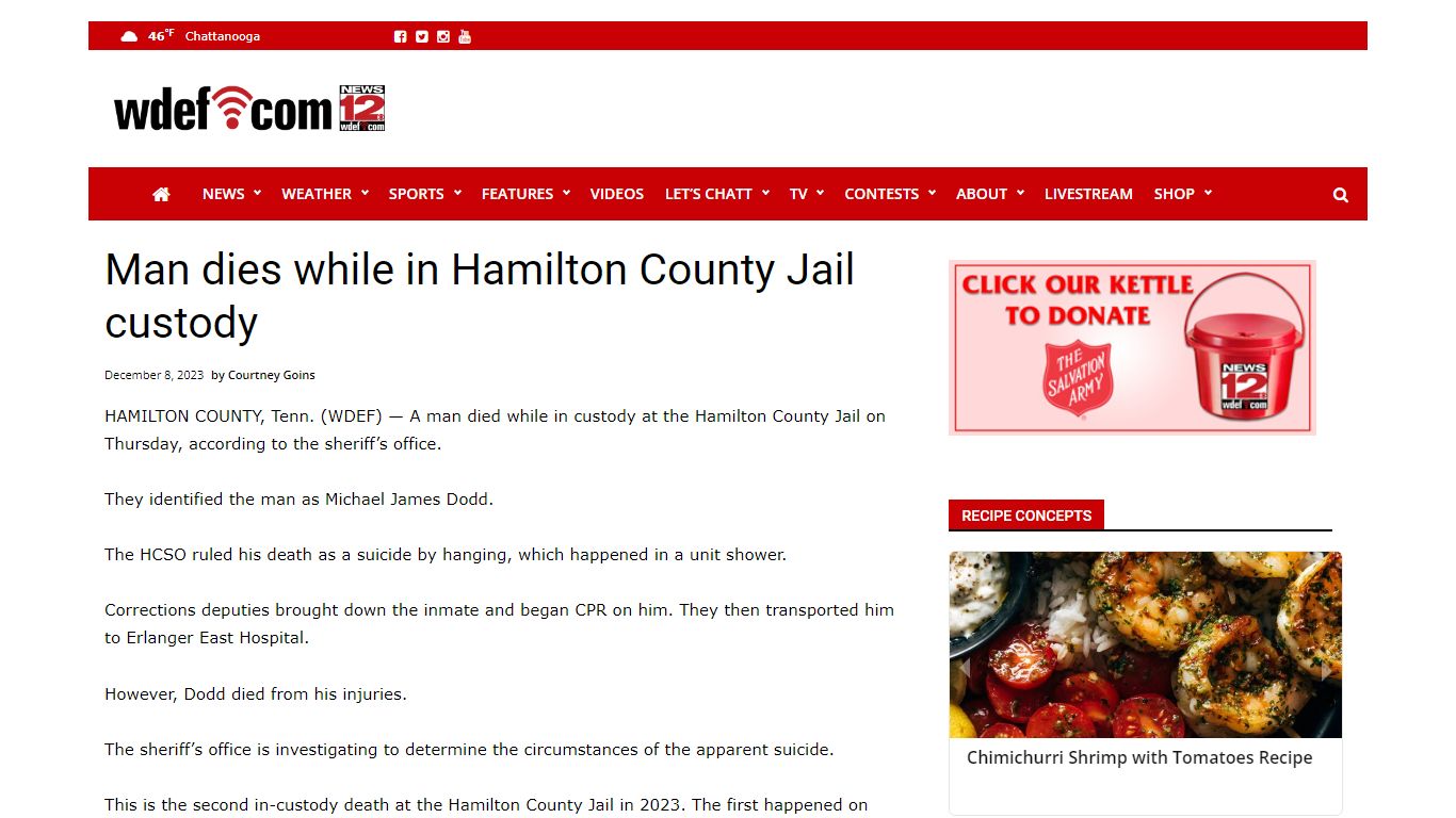 Man dies while in Hamilton County Jail custody - WDEF